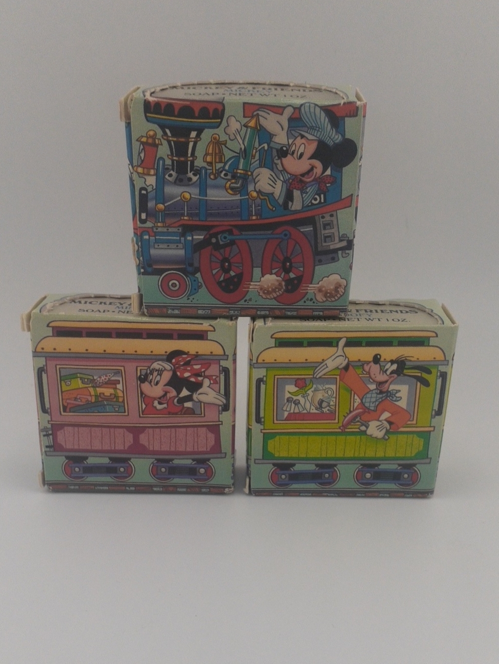 Vintage Avon Disney Mickey & Friends Soap Set Train Theme Goofy Mickey Minnie
